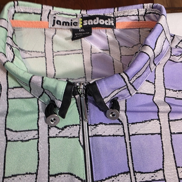 Jamie Sadock Plaid Sun Shield SPF 50 Cooltrex Golf Shirt Purple Green XXL EUC - Picture 6 of 13